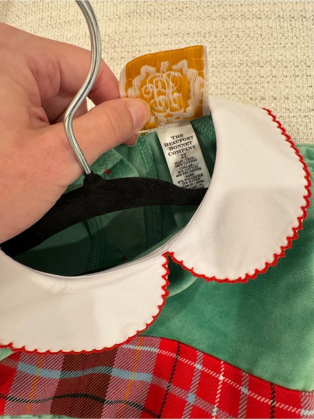 NWT - TBBC Cindy Lou Velvet Holiday Dress with Plaid Waistband